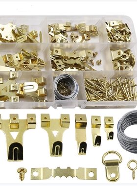 220PCS盒装欧式金属无痕挂钩油画相框安装配件双面锯齿型挂钩组合