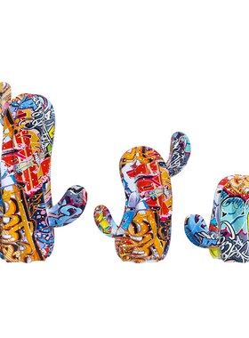 现代树脂工艺品彩色仙q人掌摆件家居软装客厅书架玄关桌面装饰摆