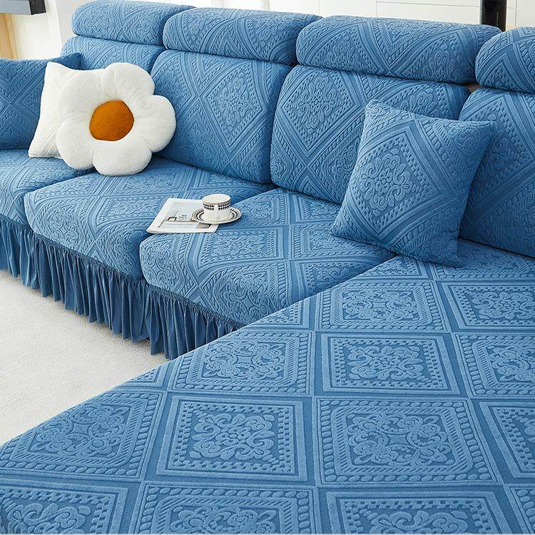 雕花绒四季通用裙边沙发罩笠全包裙摆款三座一贵妃高弹力沙发套罩,居家布艺,沙发垫,淘宝优惠券,粉丝福利购,淘宝优惠卷