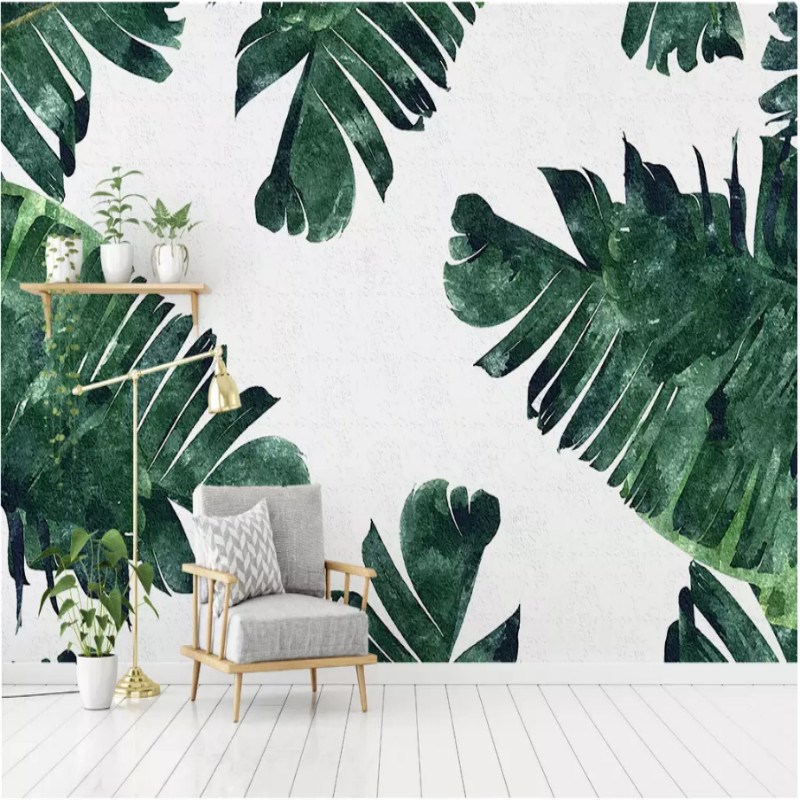 Southeast Asia banana leaf plAant TV background wall wallpap