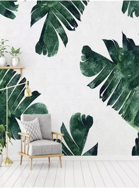 Southeast Asia banana leaf plAant TV background wall wallpap