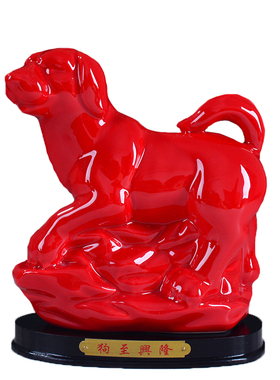 红色鸡陶瓷创意十二12生肖动物小摆件招财风水家居办X公摆设工艺