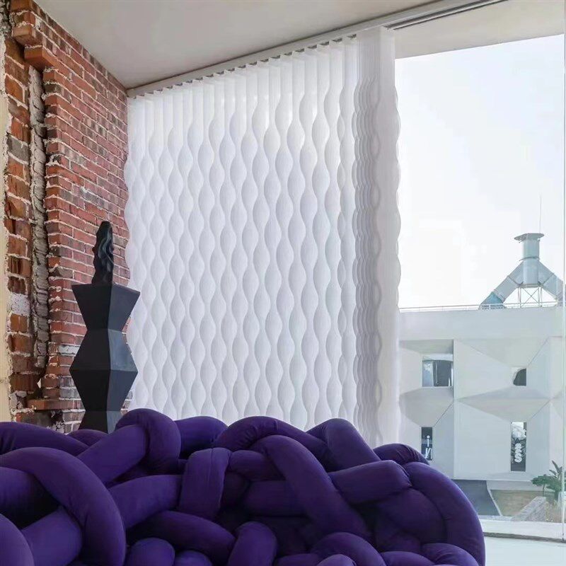 高级感S型垂直梦幻帘水s波帘波浪瀑布帘阳台客厅竖百叶帘隔断窗帘