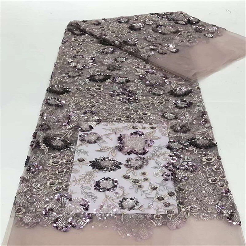 新款 lace婚纱礼n服舞台服窗帘面料钉珠亮片蕾丝网纱花边刺绣布料