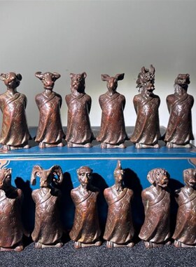 古董收藏香十二生肖饰品精工实心B旧涂布纸浆家居装饰吉祥物旧货