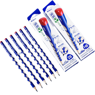 晨光正姿洞洞铅笔三角杆hb学生用一年级幼儿园矫正握姿木杆2b考试