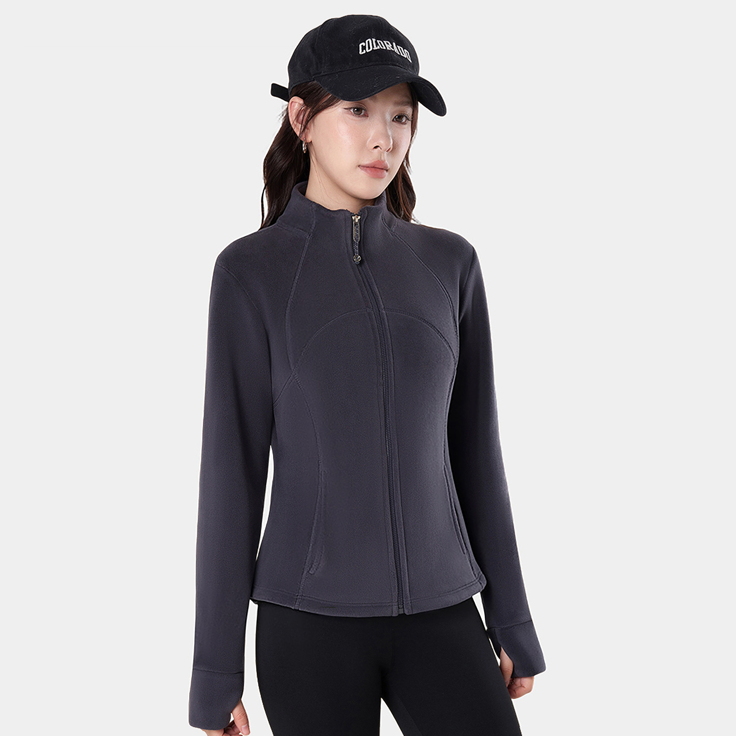 2025薄款双面奥摇粒绒卫衣外套女秋冬款立领修身冲锋衣内胆瑜伽服