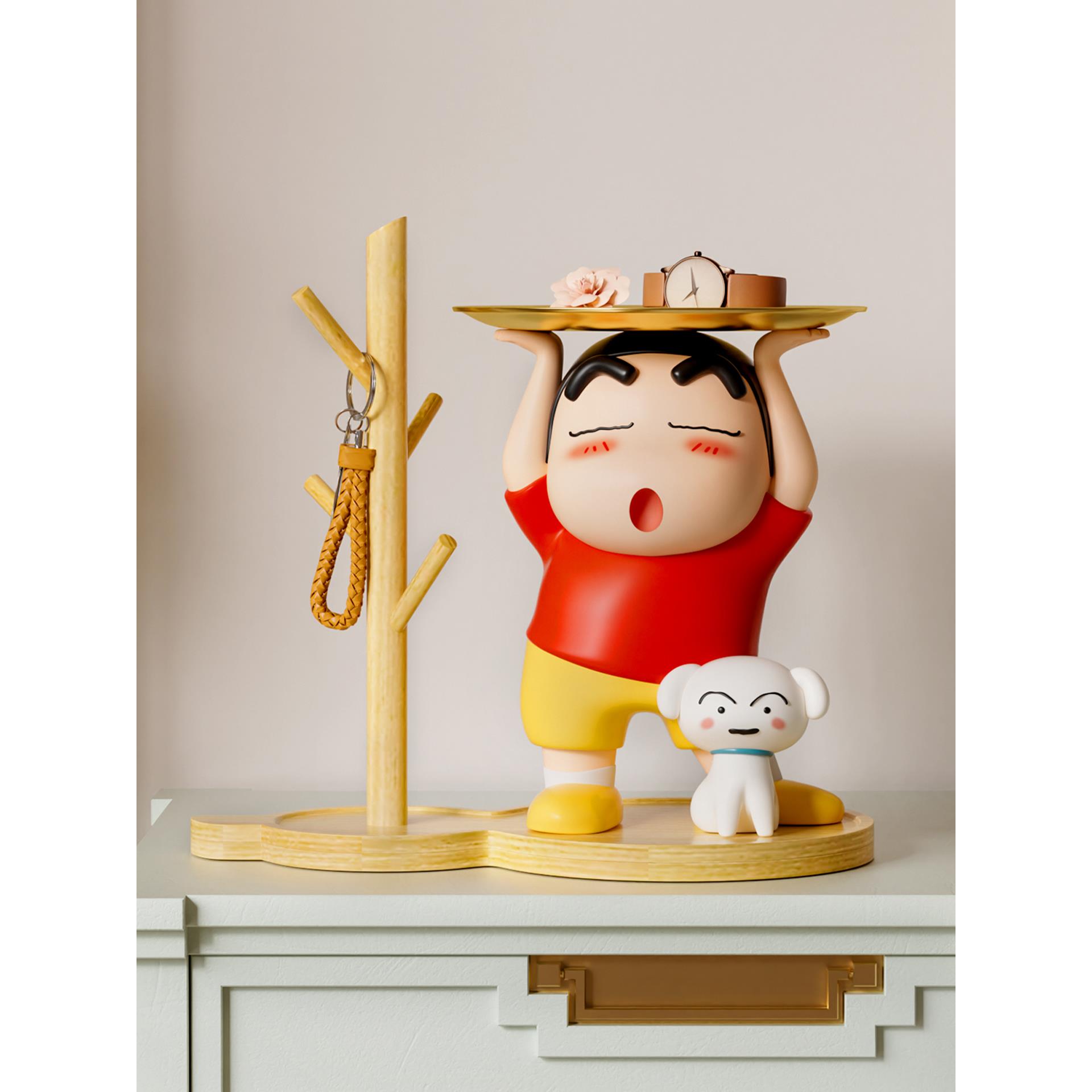 蜡笔小新摆件入户玄关钥匙收纳置物架托盘乔迁新居礼物鞋柜装饰品