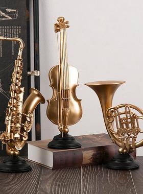 欧式轻奢乐器小提琴树脂音乐艺术品摆件办公室客厅创意模型装饰礼