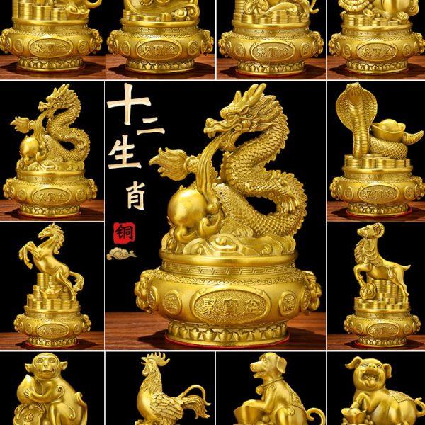 马兔蛇十二生肖虎狗铜鼠聚宝盆猪羊龙工艺品家居装饰猴铜摆件牛鸡