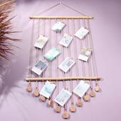 创意麻绳多夹子挂墙照片墙挂饰天然原木树枝壁挂民宿茶室墙壁装 饰