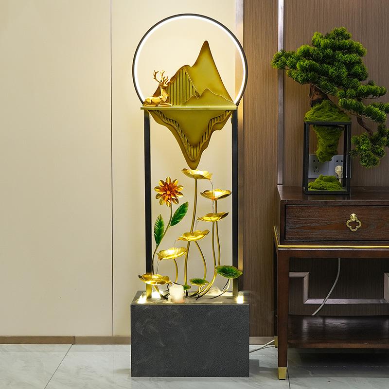 现代简约循环流水室内装饰落地流水摆件玄关电视柜旁乔迁开业送礼