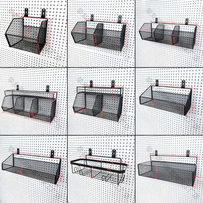 洞洞板通用配件收纳盒墙上超市家用网格置物架方孔圆孔壁挂式网篮