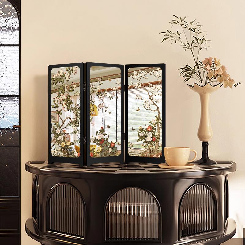 七夕礼物送女朋友桌面屏风客厅高级感摆件装饰入户玄关柜镜面摆画