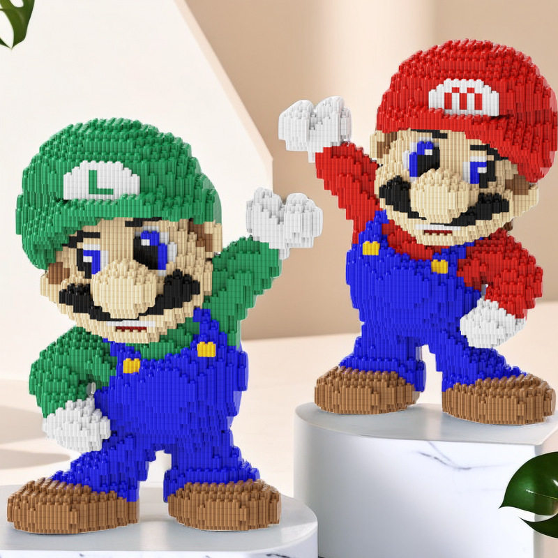 儿童兼容乐高微小颗粒积木马里奥拼装益智玩具大号男女孩生日礼物