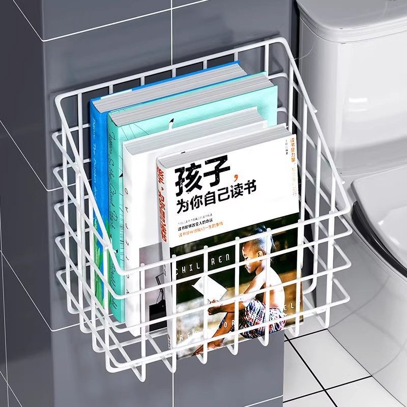 卫生间免打孔铁艺放书挂墙杂志架报刊书报收纳置物架厕所壁挂书架