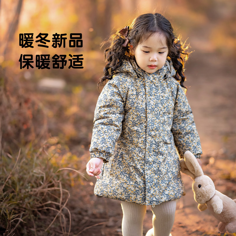 加绒派克服外套女童中长款户外棉服宝宝秋冬装冲锋衣棉衣小孩男童