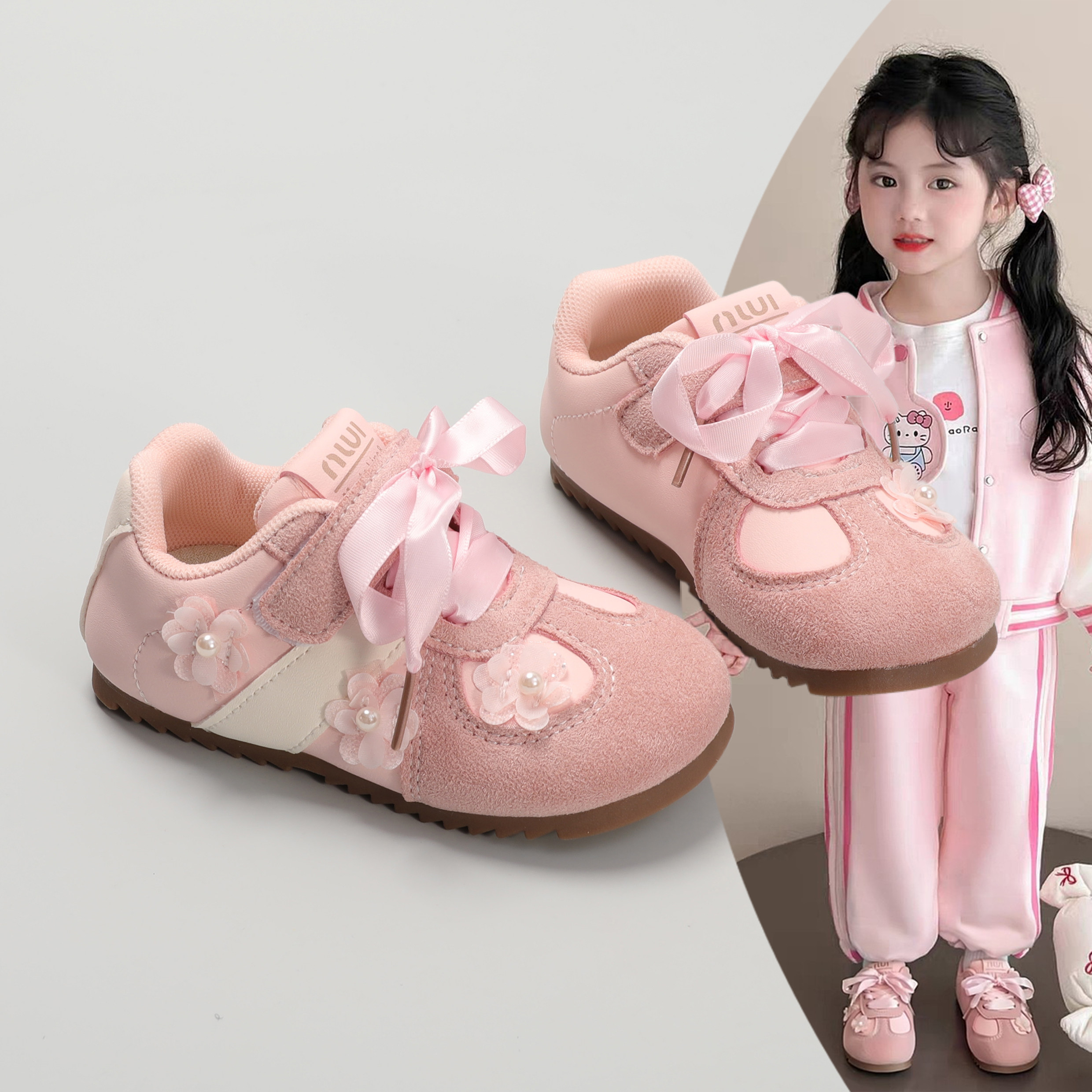 女童洋气花朵板鞋2026新款春秋儿童德训鞋软底百搭小女孩运动鞋子,童鞋/婴儿鞋/亲子鞋,运动鞋,淘宝优惠券,粉丝福利购,淘宝优惠卷