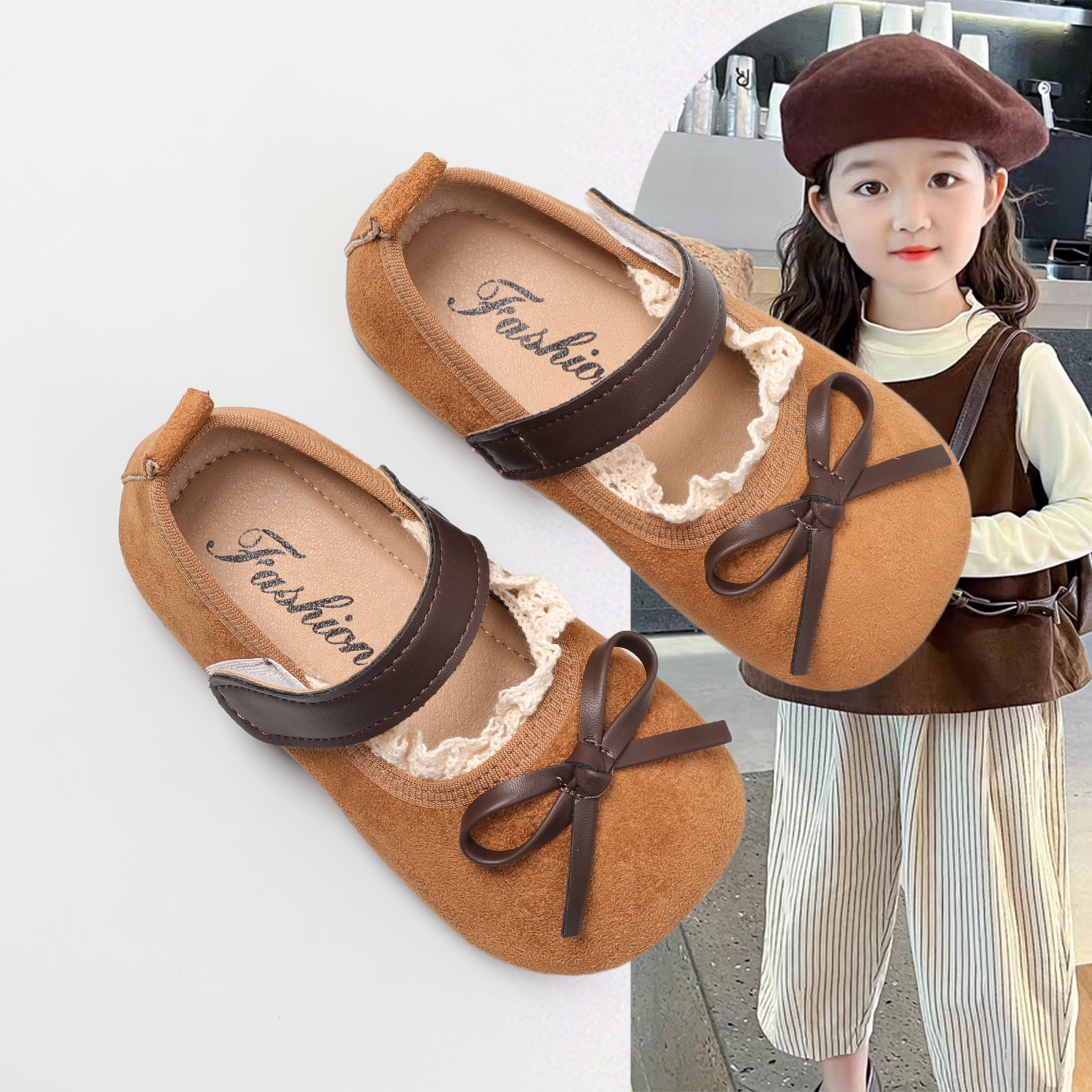 2025秋冬韩版女童魔术贴小皮鞋蕾丝花边蝴蝶结单鞋甜美公主勃肯鞋,童鞋/婴儿鞋/亲子鞋,皮鞋,淘宝优惠券,粉丝福利购,淘宝优惠卷