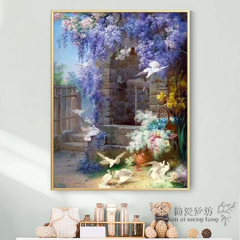 莫奈世界名画十字绣自己绣新款卧室刺绣欧式花园风景刺绣diy全绣