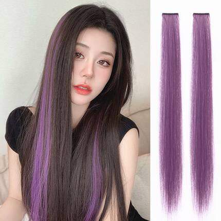 彩色挂耳染发片一片式假发渐变挑染假发条真发流行洋气时尚百搭