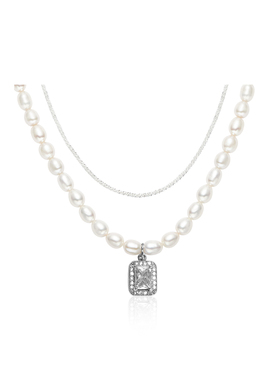 Idokawa小方糖双层叠戴锁骨链