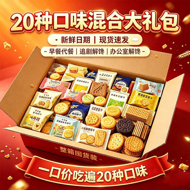 多口味混合薄脆夹心曲奇饼干独立小包装休闲零食饼干