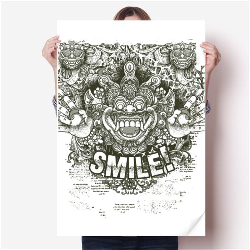 中国风怪物海报贴纸80x55cm墙贴纸卧Z室家居装饰