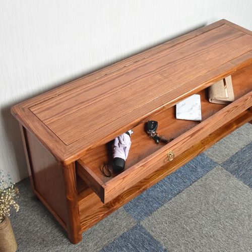 简诺家进门实木h鞋柜家用门口整装凳可坐新中式换鞋凳带抽屉穿鞋