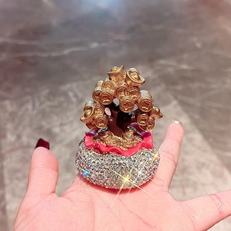 吉祥如意聚宝盆钱袋树脂摆件新年发财福袋装饰摆件乔迁装饰礼镶钻