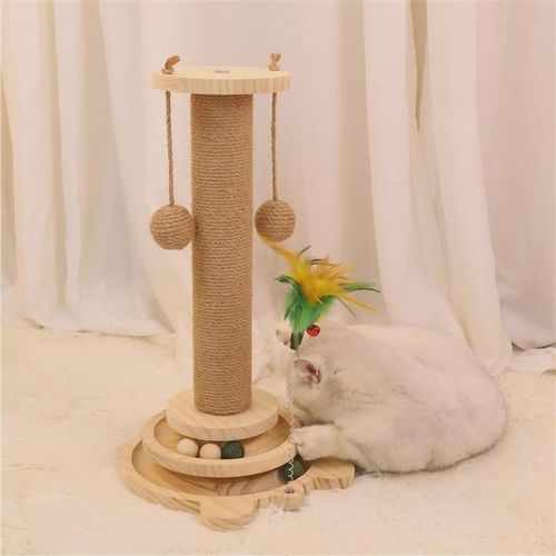 实木立式猫抓板柱树猫爬架v一体耐磨不掉屑剑麻自嗨解闷猫咪玩