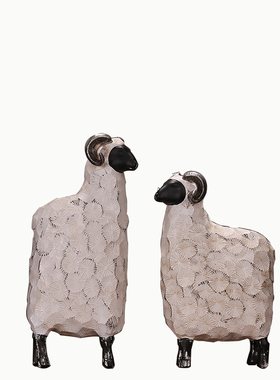 北欧简约现代客厅书房样板房y创意树脂小绵羊家居装饰品摆件礼物