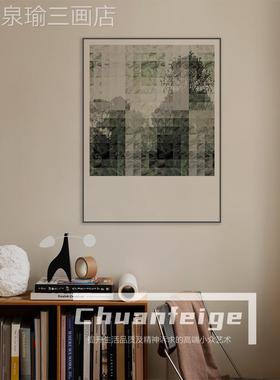 网红走川画菲阁绿色简艺术廊挂抽象油画饰画装高级感卧室手绘约油