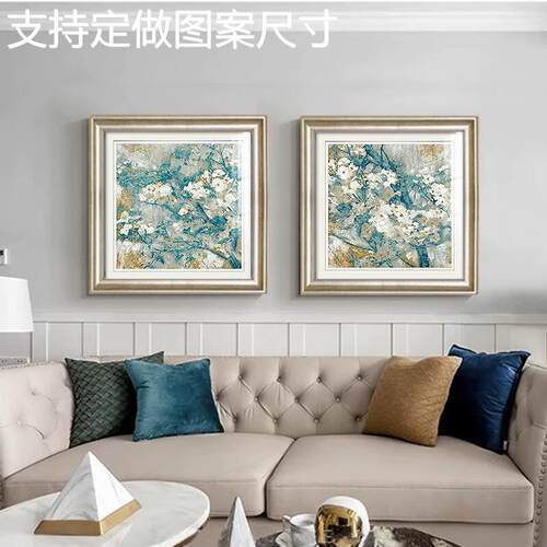 网红美式现代轻奢客厅挂画抽象艺术沙发背景墙装饰画高级感油画花