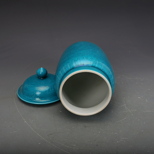 明弘治瓷器蓝釉云龙纹盖瓶古董古玩明清老O瓷器旧货老货收藏摆件