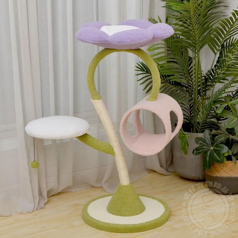 凯瑞暴暴虎花朵猫爬架可拆洗v猫抓柱 猫跳台猫窝猫树猫咪玩具用品