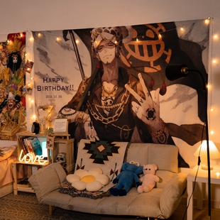 海贼王背景布ins挂布海s报卡通动漫画布宿舍床头装饰墙布路飞挂毯
