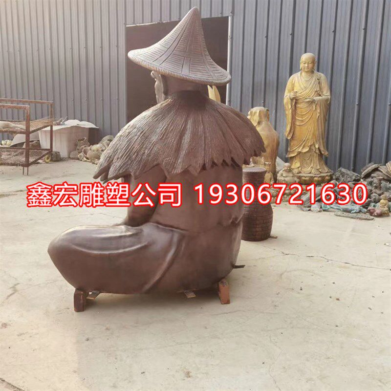 姜太公钓鱼雕塑铸铜姜子牙雕像A渔翁垂钓玻璃钢城市广场公园景观