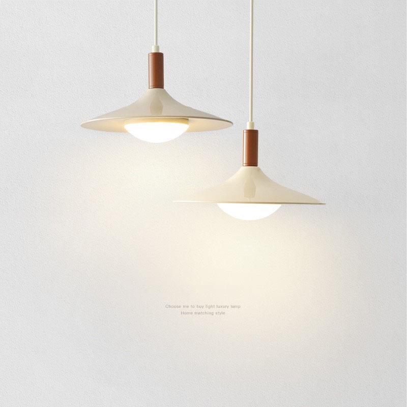 奶油风餐厅吊灯法式简约餐桌吧台飞碟灯侘寂风卧室房间床头小吊灯