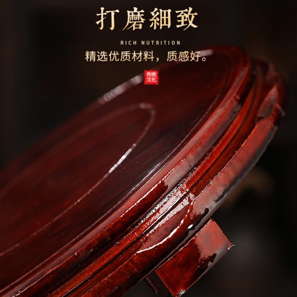 实木底座花盆鱼缸花瓶香炉佛像铜器工艺品摆件木质圆形底座