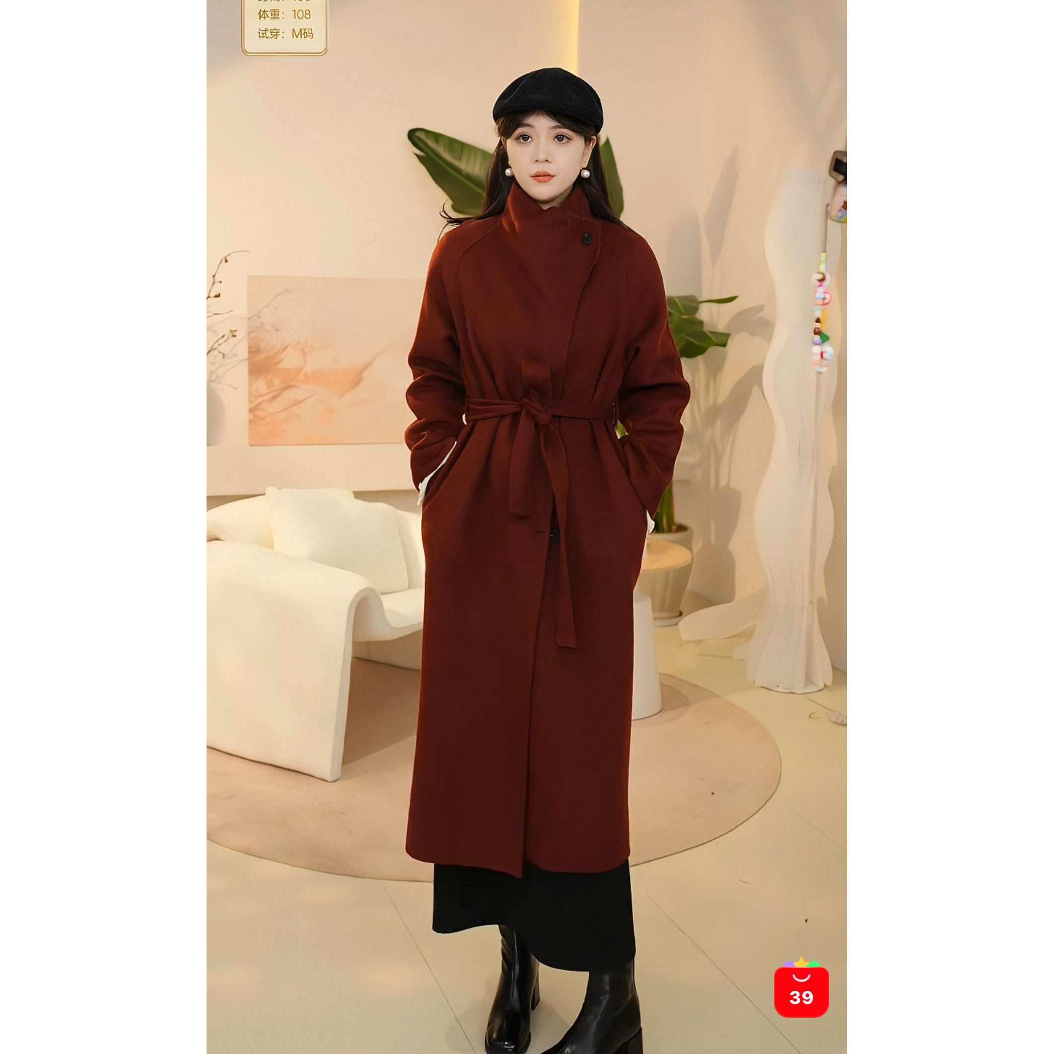 【草莓粉丝专享】高级感毛呢外套女秋冬款双面气质单排扣2089