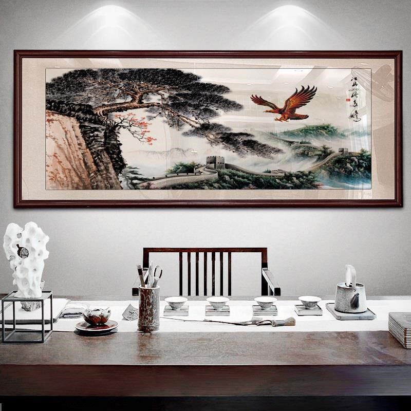 大展宏图b挂画大鹏展翅牌匾客厅办公室装饰画公司鹏程万里字画壁