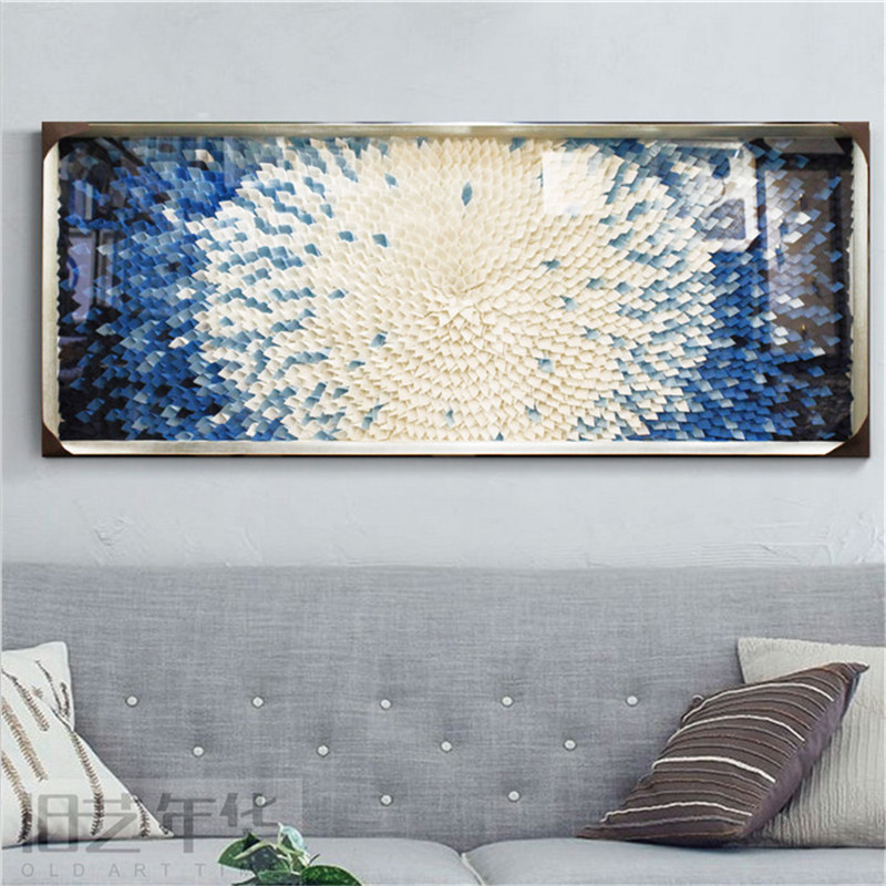 现代简约手工钉制布艺花团创意画A立体纤维装饰画样板房设计工艺图片