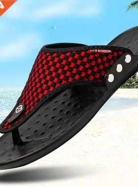极速2021 New Summer Mens Flying Woven FKlip-flops Casual An