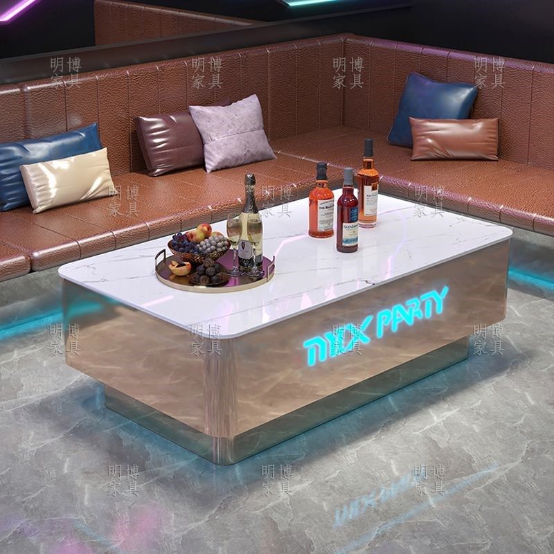 ktv发光茶几酒吧专用轻奢大理石纹E岩板桌子不锈钢钢化玻璃台定制,商业/办公家具,置物架/陈列架/储物架/展示架,淘宝优惠券,粉丝福利购,淘宝优惠卷
