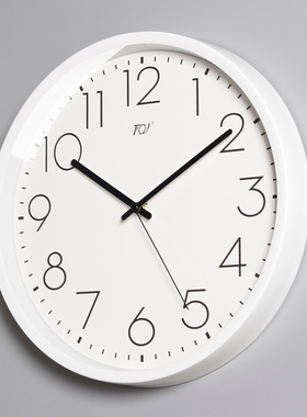 瑞士简约壁挂钟客厅家用时尚静音白挂表挂墙时钟表电波装饰石英钟