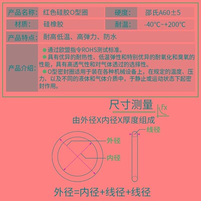 硅胶O型圈密封圈盖板密封圆形内径(92.5-170)*2.65/5只o型圈