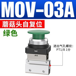 二位二通滚轮按钮式气动开关阀MOV-01/02/03A机械阀手动控制气阀