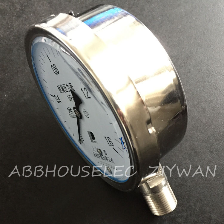 YN100BF耐高温防腐全不锈钢防震压力表0-1.6MPa耐高温200度