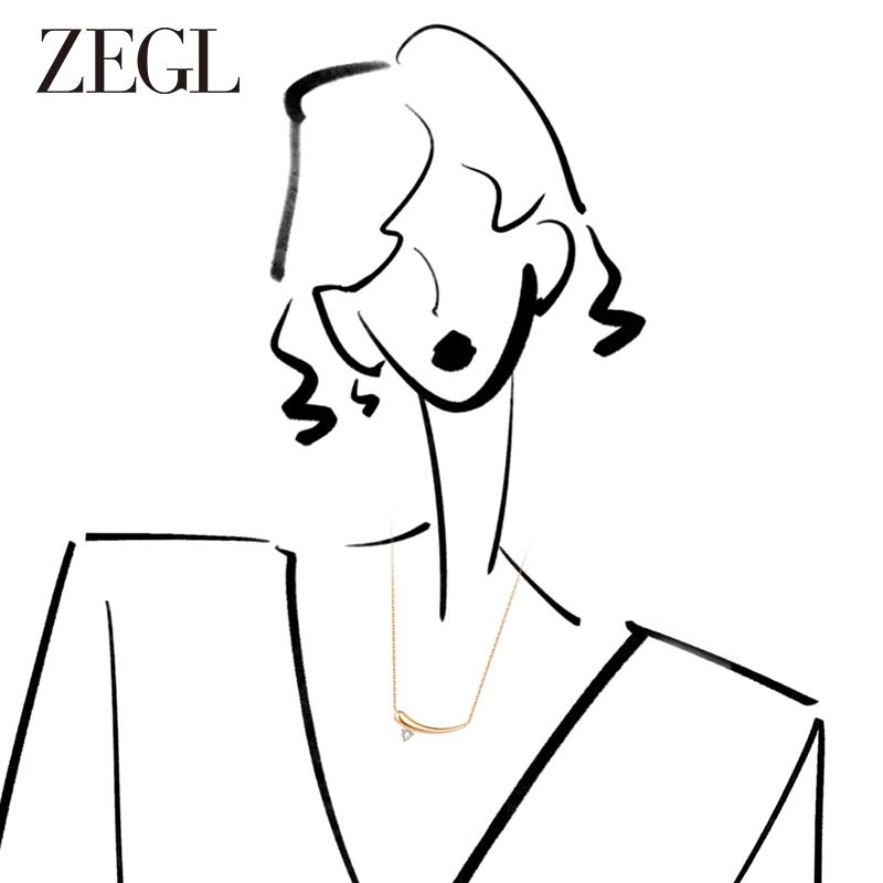 zegl玫瑰金色微笑项链女925银轻奢小众新款2024爆款秋冬季锁骨链